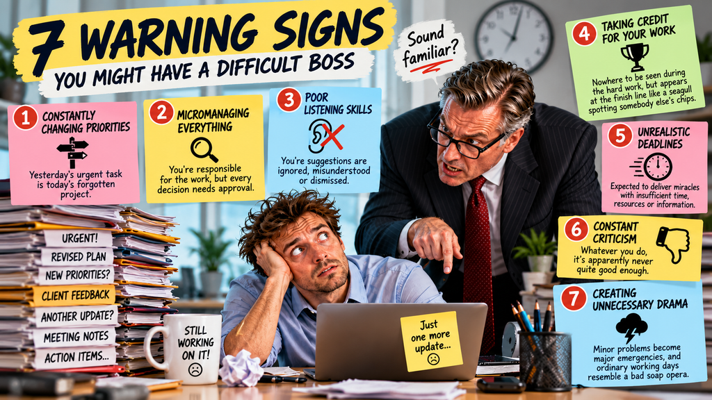How to Deal with a Difficult Boss Without Damaging Your Career 1 7 Warning Signs you are dealing with a difficult boss